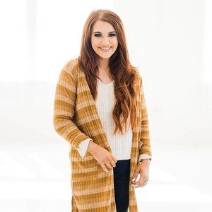 NEW | Lightweight Cardigan | Mustard Stripes | Side Slits | Small |1Clique